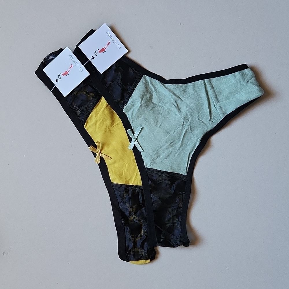 2 pair Liz Corday signature women's thong panties size XL